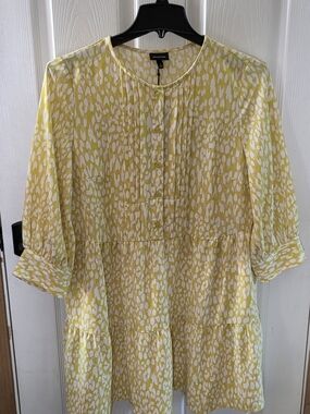 New- Yellow & White Printed Button Front Dress From TARGET